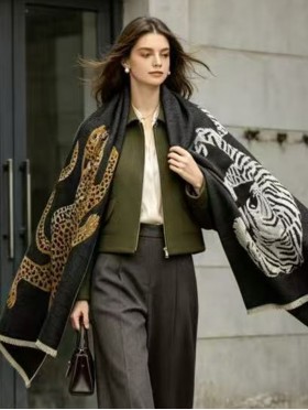 Leopard & Tiger Design Blanket Scarf